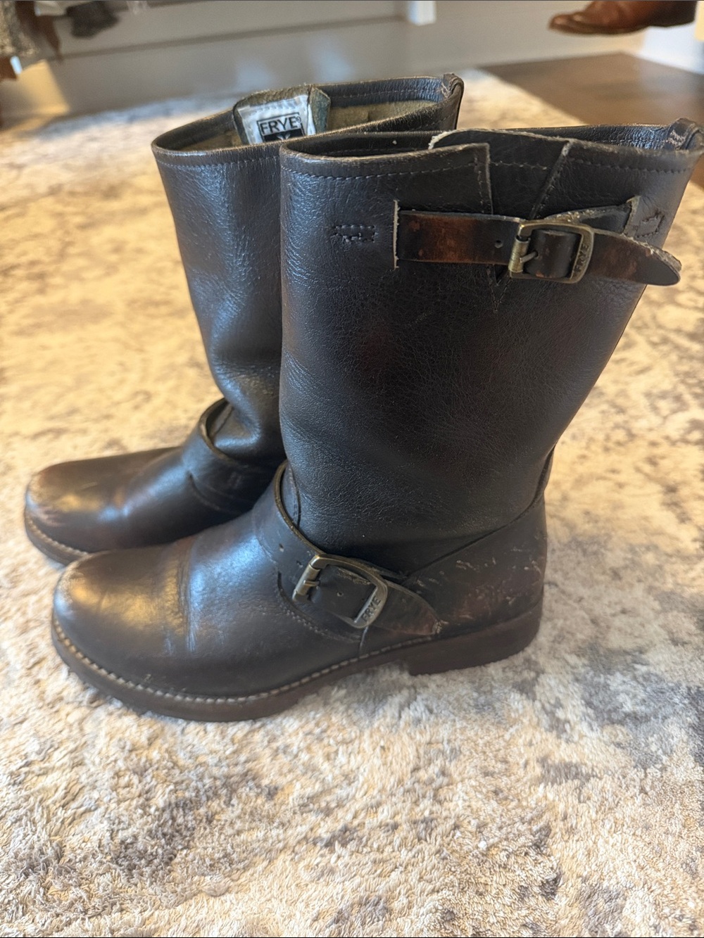 Frye Veronica Distressed Leather Harness Boots